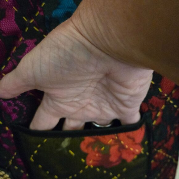 Indigo Moon Vintage Mixed Media Patchwork Jacket Pockets Art To Wear Size M - Picture 4 of 7